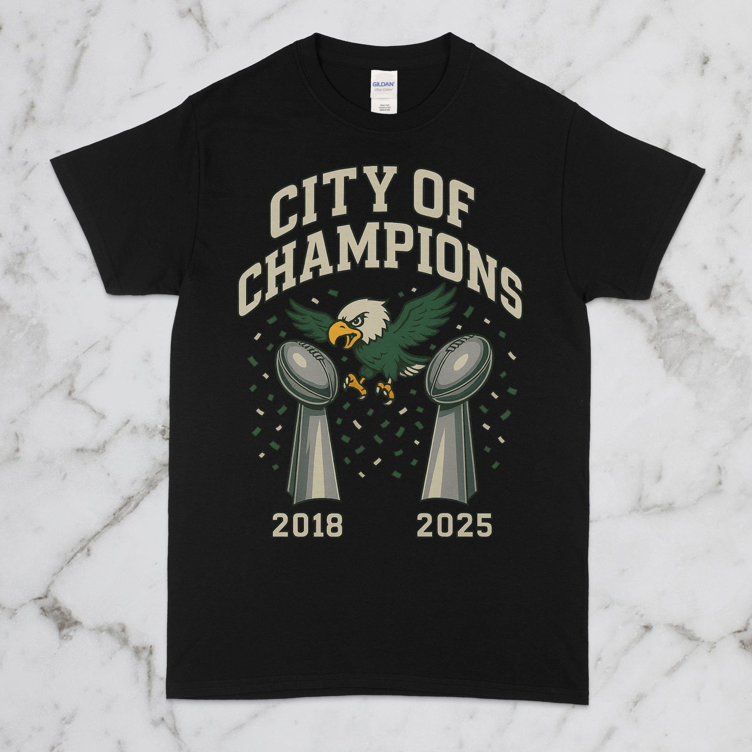 City of Champions Double Trophy T-Shirt - 2018 & 2025