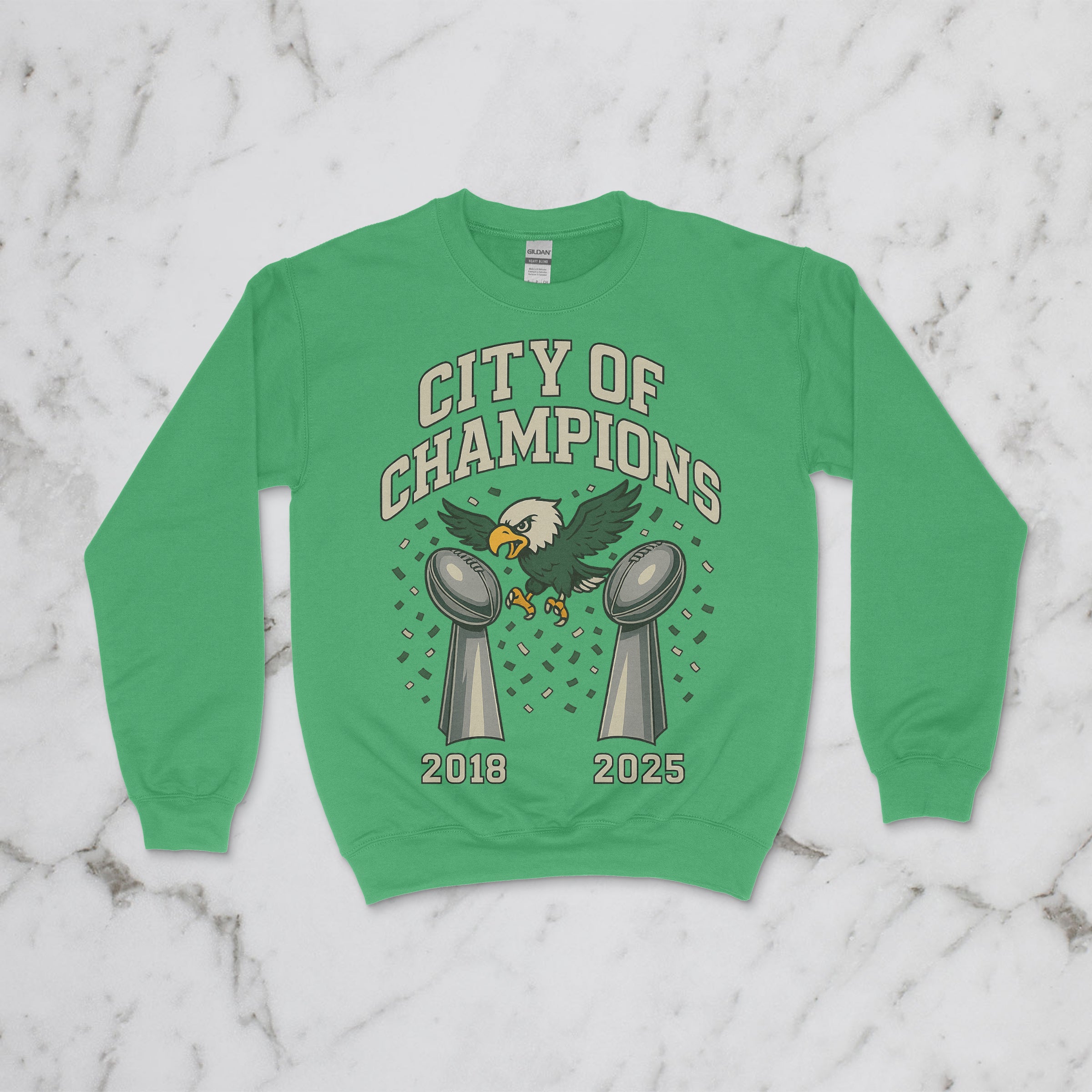 City of Champions Crewneck – Philly Football Edition (2018 & 2025 Trophies)